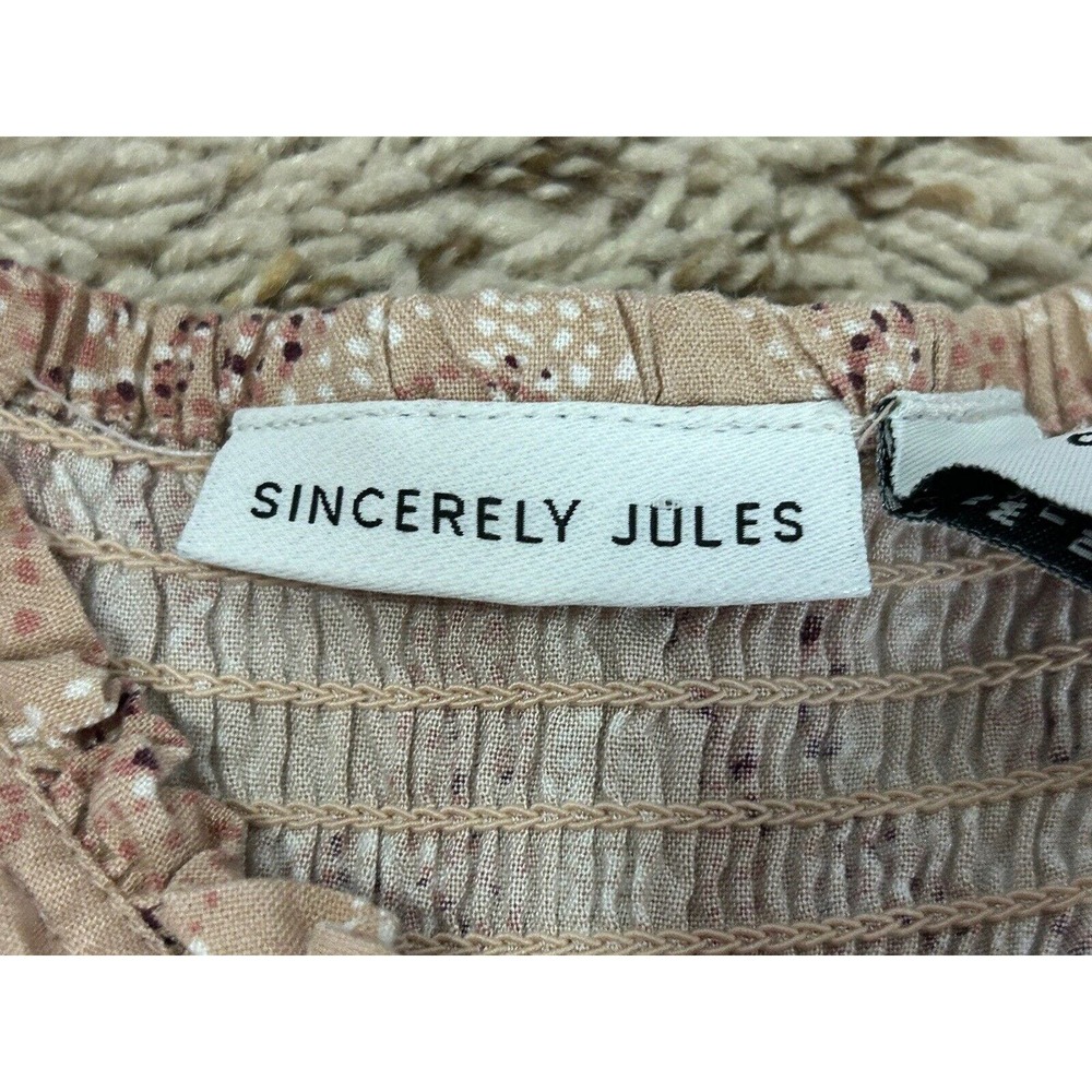 Sincerely Jules Midi Dress Cottagecore Smocked Blush Pink Lace Up‎ Puff Sleeve S - Picture 7 of 8